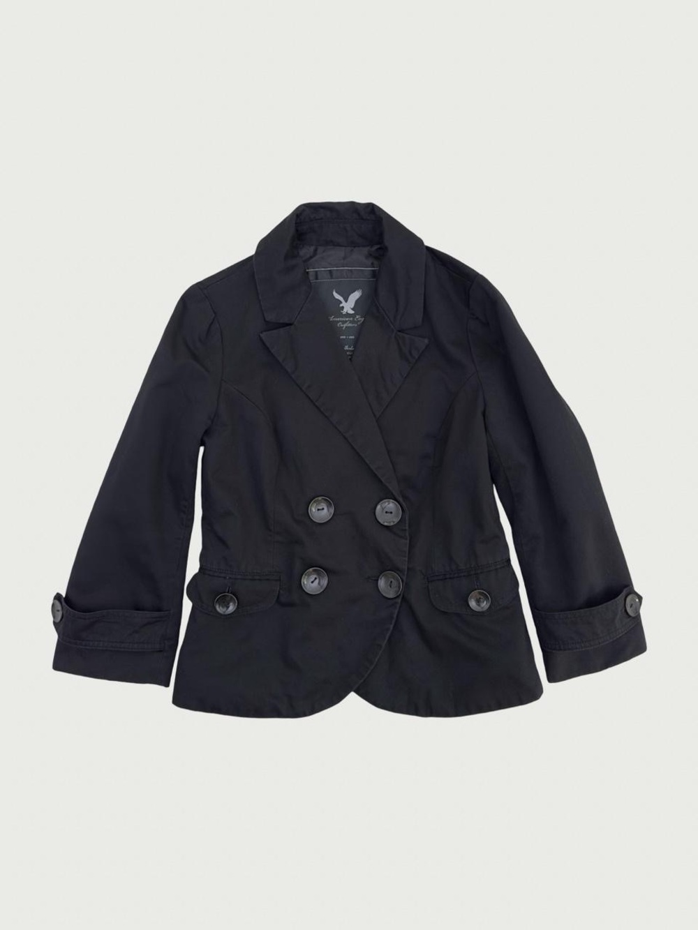 Double Breasted Button 3/4 Sleeve Blazer Jacket